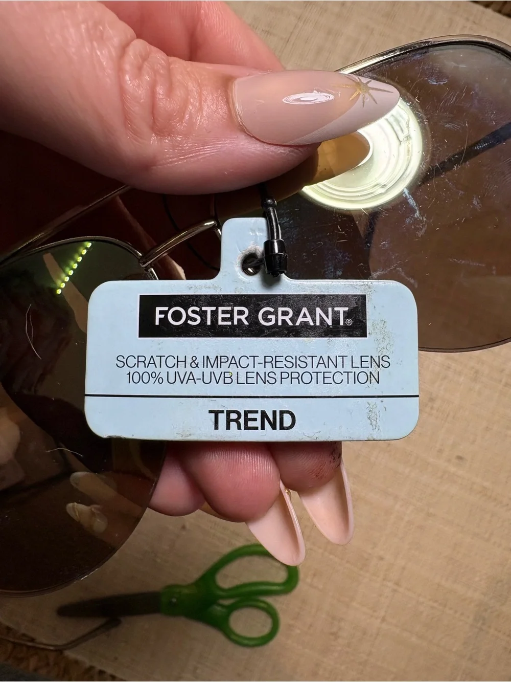 NWT Foster Grant Brown Aviator Sunglasses Gold Metal Frame 100% UV